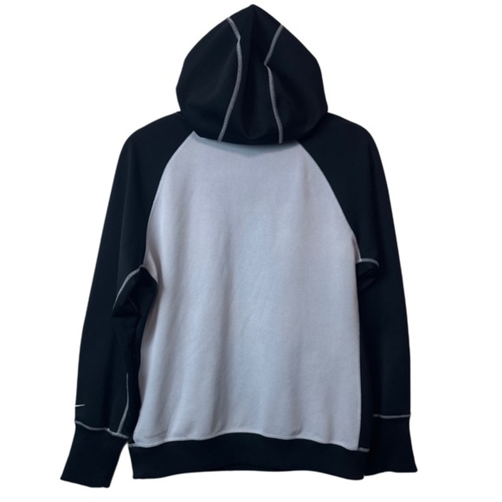 Nike Black Gray Big Logo Therma Fit Lined Hoodie Women's Sz L - Picture 2 of 4